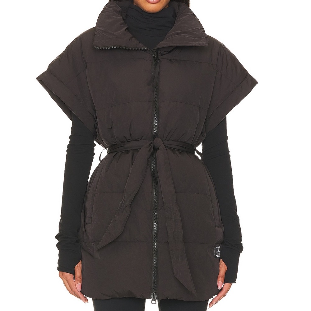 Black tie puffer vest